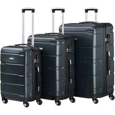 Zelsius Lot de 4 valises, valises à coque rigide, en ABS, avec serrure à combinaison, 4 roulettes et cloison intérieure, valises pour bagages à main, trolley, grandes valises, ensemble de bagages, Zelsius Lot de 4 valises, valises à coque rigide, en ABS, avec serrure à combinaison, 4 roulettes et cloison intérieure, valises pour bagages à main, trolley, grandes valises, ensemble de bagages,