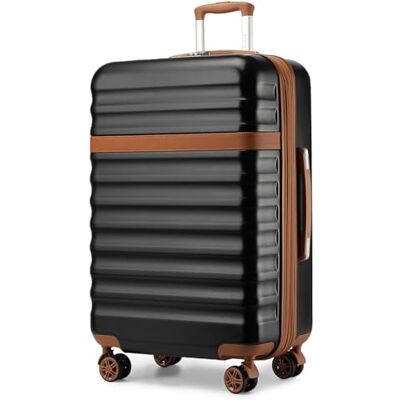 Kono Valise Soute Extensible pour Voyage, Valise Rigide et Légère en ABS+PC, 4 Roues Silencieuses 360°, Serrure TSA, Noir/Marron, XL (75cm), Valise de cabine légère en ABS + PC Kono Valise Soute Extensible pour Voyage, Valise Rigide et Légère en ABS+PC, 4 Roues Silencieuses 360°, Serrure TSA, Noir/Marron, XL (75cm), Valise de cabine légère en ABS + PC