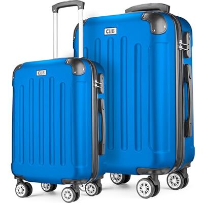 POSH Valise rigide à roulettes Bagage à main 4 roulettes Valise rigide en ABS Valise de vacances en kit M-L-XL, bleu, M+XL, Valise rigide en ABS POSH Valise rigide à roulettes Bagage à main 4 roulettes Valise rigide en ABS Valise de vacances en kit M-L-XL, bleu, M+XL, Valise rigide en ABS