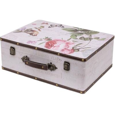 HMF VKO102 Valise vintage en bois 44 x 32 x 16 cm Grand Rose décorative HMF VKO102 Valise vintage en bois 44 x 32 x 16 cm Grand Rose décorative