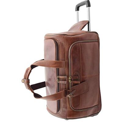 House Of Leather Sac de voyage à roulettes en cuir véritable pour fin de semaine et nuit Combrew (Brun) House Of Leather Sac de voyage à roulettes en cuir véritable pour fin de semaine et nuit Combrew (Brun)