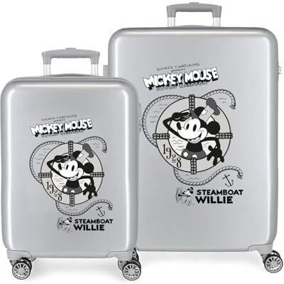 Disney 100 Mickey Steamboad Ensemble de Valises Gris 55/70 cm Rigide ABS Fermeture TSA Intégré 119L 6 kgs 4 Roues Doubles Bagages Main, gris, Talla única, Jeu de valises Disney 100 Mickey Steamboad Ensemble de Valises Gris 55/70 cm Rigide ABS Fermeture TSA Intégré 119L 6 kgs 4 Roues Doubles Bagages Main, gris, Talla única, Jeu de valises