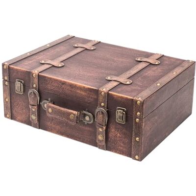 HMF VKO103 Valise en Bois Vintage 44 x 32 x 16 cm Grand Décoration classique HMF VKO103 Valise en Bois Vintage 44 x 32 x 16 cm Grand Décoration classique