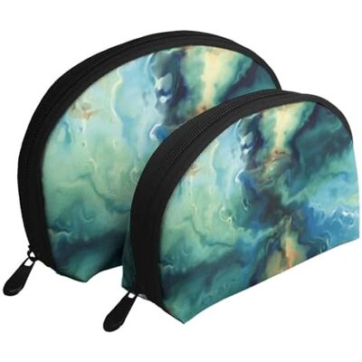 KEDDJI Lot de 2 trousses de maquillage abstraites marbrées bleu marine et vert sarcelle, sac de rangement pour femme, petit porte-monnaie, trousse de toilette, trousse de maquillage, comme sur l'image, One KEDDJI Lot de 2 trousses de maquillage abstraites marbrées bleu marine et vert sarcelle, sac de rangement pour femme, petit porte-monnaie, trousse de toilette, trousse de maquillage, comme sur l'image, One