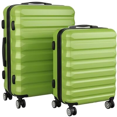 Relaxdays ensemble de valises, 2 pcs, 2 tailles, 4 roulettes, vert coque rigide, poignée télescopique, serrure à code Relaxdays ensemble de valises, 2 pcs, 2 tailles, 4 roulettes, vert coque rigide, poignée télescopique, serrure à code