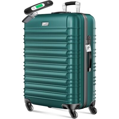 KESSER Valise de voyage rigide avec pèse-bagage + étiquette à bagages Valise à roulettes Valise à roulettes Valise à combinaison 4 roulettes ABS rigide Poignée télescopique, Vert pétrole, 75cm KESSER Valise de voyage rigide avec pèse-bagage + étiquette à bagages Valise à roulettes Valise à roulettes Valise à combinaison 4 roulettes ABS rigide Poignée télescopique, Vert pétrole, 75cm