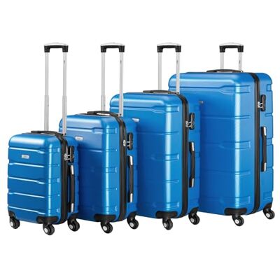 Zelsius Lot de 4 valises, valises à coque rigide, en ABS, avec serrure à combinaison, 4 roulettes et cloison intérieure, valises pour bagages à main, trolley, grandes valises, ensemble de bagages, Zelsius Lot de 4 valises, valises à coque rigide, en ABS, avec serrure à combinaison, 4 roulettes et cloison intérieure, valises pour bagages à main, trolley, grandes valises, ensemble de bagages,