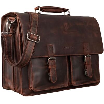 STILORD "Clarence" Serviette Cuir A4 Vintage Grande Sac d'Affaires Porte-documents Cartable pour Trolley Couleur:zamora marron STILORD "Clarence" Serviette Cuir A4 Vintage Grande Sac d'Affaires Porte-documents Cartable pour Trolley Couleur:zamora marron