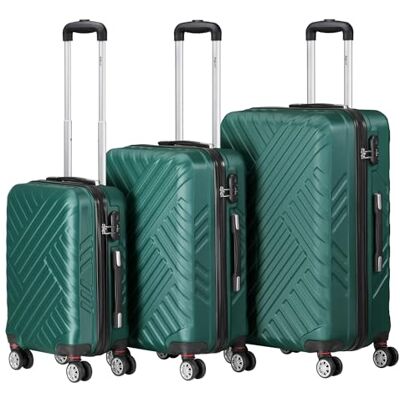 Zelsius Lot de 3 valises rigides en ABS avec serrure à combinaison, doubles roulettes et cloison intérieure Valise rigide 3 pièces, Vert Pétrole, m, Ensemble de valises Zelsius Lot de 3 valises rigides en ABS avec serrure à combinaison, doubles roulettes et cloison intérieure Valise rigide 3 pièces, Vert Pétrole, m, Ensemble de valises