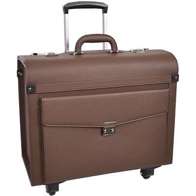 House Of Leather Valise pilote à quatre roues en similicuir léger Commander, marron, Carry-on, Étui pilote House Of Leather Valise pilote à quatre roues en similicuir léger Commander, marron, Carry-on, Étui pilote