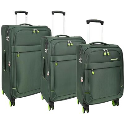 House Of Leather Orion Valise souple à 8 roulettes extensible et légère, Vert, Set of 3 (C-M-L), Bagages House Of Leather Orion Valise souple à 8 roulettes extensible et légère, Vert, Set of 3 (C-M-L), Bagages