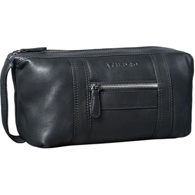 STILORD "Bruno" Nécessaire de Voyage Homme Cuir Vintage Trousse de Toilette avec 2 Compartiments et l'Anse Étui en Cuir Véritable Couleur:noir STILORD "Bruno" Nécessaire de Voyage Homme Cuir Vintage Trousse de Toilette avec 2 Compartiments et l'Anse Étui en Cuir Véritable Couleur:noir