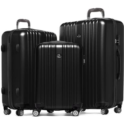 FERGÉ Toulouse Lot de 3 valises rigides à roulettes Bagage à main 55 cm, L et XL Lot de 3 valises rigides à roulettes 4 roulettes 100 % ABS, Noir , 3er Set, Ensemble de valises FERGÉ Toulouse Lot de 3 valises rigides à roulettes Bagage à main 55 cm, L et XL Lot de 3 valises rigides à roulettes 4 roulettes 100 % ABS, Noir , 3er Set, Ensemble de valises