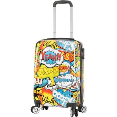 House Of Leather Valise à quatre roues rigide avec impression bande dessinée, bleu, 20" Cabin, Bagage rigide avec roulettes pivotantes House Of Leather Valise à quatre roues rigide avec impression bande dessinée, bleu, 20" Cabin, Bagage rigide avec roulettes pivotantes