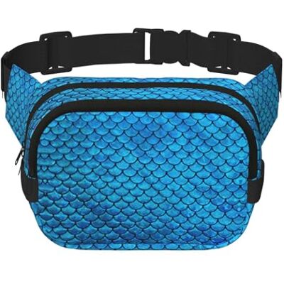 SDFHU Sac banane carré double couche imprimé écailles de poisson bleu pour homme et femme Sac banane de voyage, noir, One Size, Noir, Taille unique SDFHU Sac banane carré double couche imprimé écailles de poisson bleu pour homme et femme Sac banane de voyage, noir, One Size, Noir, Taille unique