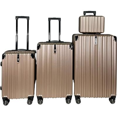SiGN Valise de voyage à coque rigide en ABS Léger 4 roulettes doubles (bagage à main, moyen-grand) Serrure à numéro, or, 3er Set, Valise rigide avec double roulettes SiGN Valise de voyage à coque rigide en ABS Léger 4 roulettes doubles (bagage à main, moyen-grand) Serrure à numéro, or, 3er Set, Valise rigide avec double roulettes
