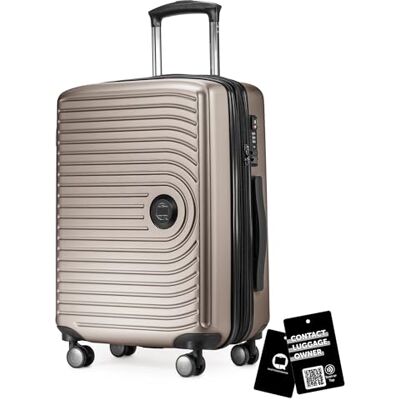Hauptstadtkoffer Mitte Valise cabine extensible 55 x 40 x 23 cm, bagage cabine avion, serrure TSA, 4 roulettes doubles, valise rigide, trolley, 55 L + étiquette bagage numérique, Champagne Hauptstadtkoffer Mitte Valise cabine extensible 55 x 40 x 23 cm, bagage cabine avion, serrure TSA, 4 roulettes doubles, valise rigide, trolley, 55 L + étiquette bagage numérique, Champagne