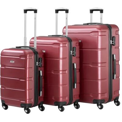 Zelsius Lot de 4 valises, valises à coque rigide, en ABS, avec serrure à combinaison, 4 roulettes et cloison intérieure, valises pour bagages à main, trolley, grandes valises, ensemble de bagages, Zelsius Lot de 4 valises, valises à coque rigide, en ABS, avec serrure à combinaison, 4 roulettes et cloison intérieure, valises pour bagages à main, trolley, grandes valises, ensemble de bagages,