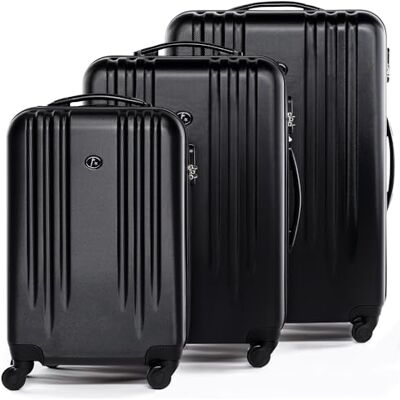 FERGÉ Marseille Lot de 3 valises rigides Bagage à main 55 cm 100 % ABS 0, Noir , 3e Set FERGÉ Marseille Lot de 3 valises rigides Bagage à main 55 cm 100 % ABS 0, Noir , 3e Set