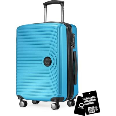 Hauptstadtkoffer Mitte Valise cabine extensible 55 x 40 x 23 cm, bagage cabine avion, serrure TSA, 4 roulettes doubles, valise rigide, trolley, 55 L + étiquette bagage numérique, Bleu cyan Hauptstadtkoffer Mitte Valise cabine extensible 55 x 40 x 23 cm, bagage cabine avion, serrure TSA, 4 roulettes doubles, valise rigide, trolley, 55 L + étiquette bagage numérique, Bleu cyan
