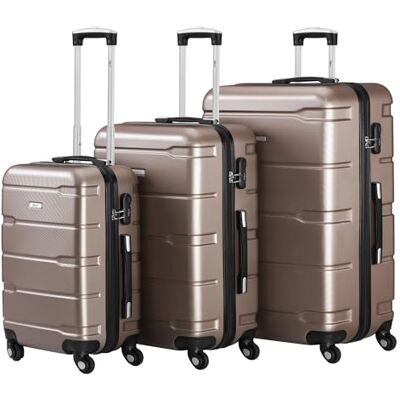 Zelsius Lot de 4 valises, valises à coque rigide, en ABS, avec serrure à combinaison, 4 roulettes et cloison intérieure, valises pour bagages à main, trolley, grandes valises, ensemble de bagages, Zelsius Lot de 4 valises, valises à coque rigide, en ABS, avec serrure à combinaison, 4 roulettes et cloison intérieure, valises pour bagages à main, trolley, grandes valises, ensemble de bagages,