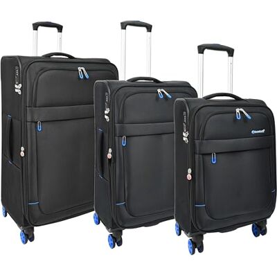 House Of Leather Orion Valise souple à 8 roulettes extensible et légère, Noir , Set of 3 (C-M-L), Bagages House Of Leather Orion Valise souple à 8 roulettes extensible et légère, Noir , Set of 3 (C-M-L), Bagages