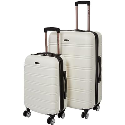 Rockland Melbourne Valise rigide extensible à roulettes pivotantes, Blanc/jardin opulent, One Size, Melbourne Rockland Melbourne Valise rigide extensible à roulettes pivotantes, Blanc/jardin opulent, One Size, Melbourne