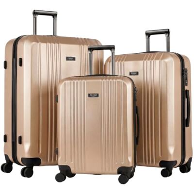 FERGÉ Cannes Lot de 3 valises rigides avec serrure à combinaison TSA (bagage à main, taille L, XL) Valises rigides à roulettes 4 roulettes souples Valise robuste en polycarbonate, champagne FERGÉ Cannes Lot de 3 valises rigides avec serrure à combinaison TSA (bagage à main, taille L, XL) Valises rigides à roulettes 4 roulettes souples Valise robuste en polycarbonate, champagne