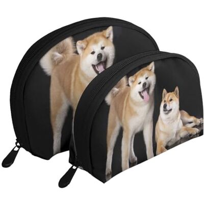 KEDDJI Shiba Inu Akita Inu Trousse de maquillage pour femme Petit porte-monnaie Trousse de toilette 2 pièces, comme sur l'image, One Size, Pochette à monnaie KEDDJI Shiba Inu Akita Inu Trousse de maquillage pour femme Petit porte-monnaie Trousse de toilette 2 pièces, comme sur l'image, One Size, Pochette à monnaie