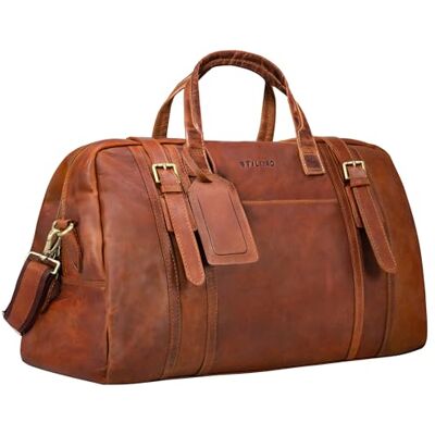 STILORD "Vega" Petit Sac de Voyage Cuir Cognac Sac Weekend Cuir Veritable Duffle Bag Sac de Sport Homme et Femme Bagage Cabine Sac à Main Bandoulière 34 L, 50 x 23 x 30 STILORD "Vega" Petit Sac de Voyage Cuir Cognac Sac Weekend Cuir Veritable Duffle Bag Sac de Sport Homme et Femme Bagage Cabine Sac à Main Bandoulière 34 L, 50 x 23 x 30