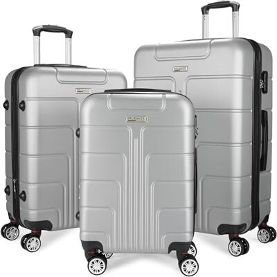 BRUBAKER Set de Valises Rigides Miami Valises Extensibles avec Serrure à Numéro, 4 Roues et Poignées 3 Pièces Incluant un Bagage à Main Valise à Roulettes en ABS (M, L, XL Argenté) BRUBAKER Set de Valises Rigides Miami Valises Extensibles avec Serrure à Numéro, 4 Roues et Poignées 3 Pièces Incluant un Bagage à Main Valise à Roulettes en ABS (M, L, XL Argenté)