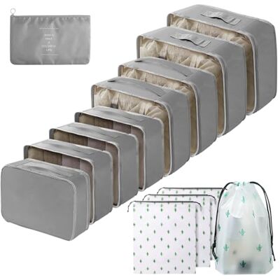 Gemtte Lot de 13 organiseurs de valise étanches Cube de rangement multifonction Sacs de rangement pour valise et sac de voyage Gemtte Lot de 13 organiseurs de valise étanches Cube de rangement multifonction Sacs de rangement pour valise et sac de voyage