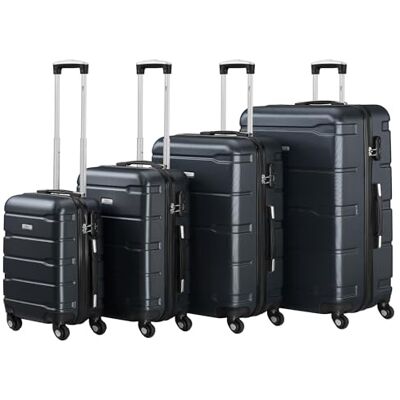 Zelsius Lot de 4 valises, valises à coque rigide, en ABS, avec serrure à combinaison, 4 roulettes et cloison intérieure, valises pour bagages à main, trolley, grandes valises, ensemble de bagages, Zelsius Lot de 4 valises, valises à coque rigide, en ABS, avec serrure à combinaison, 4 roulettes et cloison intérieure, valises pour bagages à main, trolley, grandes valises, ensemble de bagages,