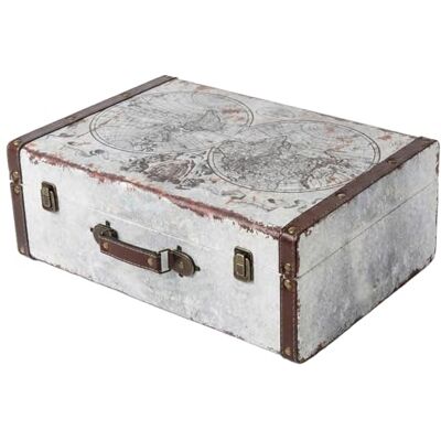 HMF VKO101 Valise en Bois Vintage 44 x 32 x 16 cm Grand Carte du Monde comme Décoration HMF VKO101 Valise en Bois Vintage 44 x 32 x 16 cm Grand Carte du Monde comme Décoration
