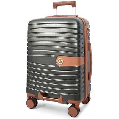 A1 FASHION GOODS Jetpack Valise rigide à 4 roues extensible et légère avec serrure à chiffres Marron, gris, Small Cabin, Valise A1 FASHION GOODS Jetpack Valise rigide à 4 roues extensible et légère avec serrure à chiffres Marron, gris, Small Cabin, Valise