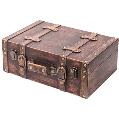 HMF VKO103 Valise en Bois Vintage 38 x 26 x 13 cm Grand Décoration Classique HMF VKO103 Valise en Bois Vintage 38 x 26 x 13 cm Grand Décoration Classique
