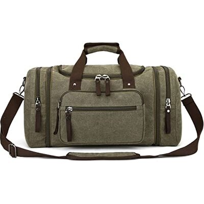 VanBasic Grand sac de voyage en toile pour voyage, sac de week-end, sac de transport pour homme et femme, Vert, L VanBasic Grand sac de voyage en toile pour voyage, sac de week-end, sac de transport pour homme et femme, Vert, L