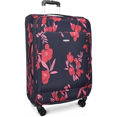 A1 FASHION GOODS Valise légère et extensible à 4 roues avec coque souple et extensible Motif floral Bleu marine, bleu marine, MEDIUM H: 70 x L: 46 x W: 26 cm, 3.6kg, Valise A1 FASHION GOODS Valise légère et extensible à 4 roues avec coque souple et extensible Motif floral Bleu marine, bleu marine, MEDIUM H: 70 x L: 46 x W: 26 cm, 3.6kg, Valise
