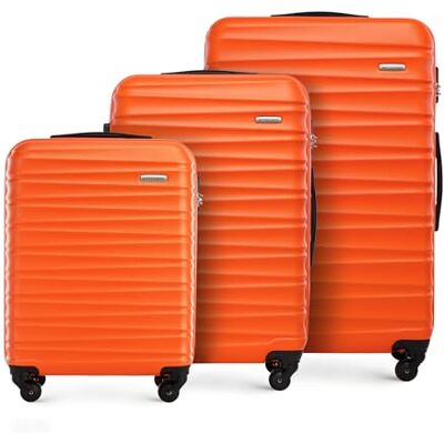 WITTCHEN Valise de voyage Bagage main cabine rigide ABS 4 roulettes pivotantes Serrure à combinaison Poignée télescopique GROOVE Line Set de 3 Valises Orange Brussels Airlines/Ryanair/TUI fly Belgium WITTCHEN Valise de voyage Bagage main cabine rigide ABS 4 roulettes pivotantes Serrure à combinaison Poignée télescopique GROOVE Line Set de 3 Valises Orange Brussels Airlines/Ryanair/TUI fly Belgium