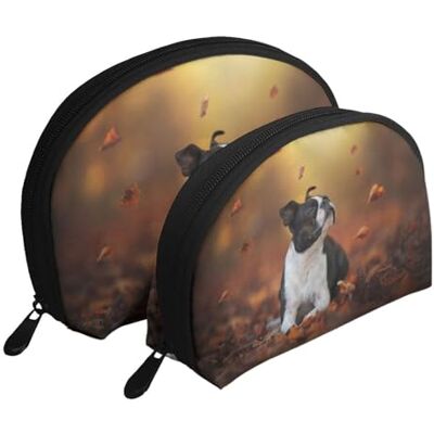 KEDDJI Lot de 2 trousses de maquillage Boston Terrier automnales avec chiens bokeh, sac de rangement pour femme, petit porte-monnaie, trousse de toilette, trousse de maquillage, comme sur l'image, One Size, KEDDJI Lot de 2 trousses de maquillage Boston Terrier automnales avec chiens bokeh, sac de rangement pour femme, petit porte-monnaie, trousse de toilette, trousse de maquillage, comme sur l'image, One Size,