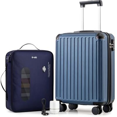 Coolife Valise cabine 55 x 35 x 20 cm pour avion Ryanair Bagage à main Bagage cabine valise rigide avec serrure TSA et 4 roulettes jumelées, bleu foncé, Vakuum-55x40x20cm+Pumpe, Ryan Airlines Bag Sac Coolife Valise cabine 55 x 35 x 20 cm pour avion Ryanair Bagage à main Bagage cabine valise rigide avec serrure TSA et 4 roulettes jumelées, bleu foncé, Vakuum-55x40x20cm+Pumpe, Ryan Airlines Bag Sac