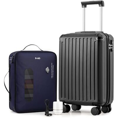Coolife Valise de cabine 55 x 35 x 20 cm pour avion Ryanair Bagage cabine Valise rigide avec serrure TSA et 4 roulettes jumelles, Noir , Vakuum-55x35x20cm+Pumpe, Ryan Airlines Sac de voyage extensible Coolife Valise de cabine 55 x 35 x 20 cm pour avion Ryanair Bagage cabine Valise rigide avec serrure TSA et 4 roulettes jumelles, Noir , Vakuum-55x35x20cm+Pumpe, Ryan Airlines Sac de voyage extensible