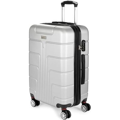 BRUBAKER Valise de Voyage Miami Valise à Roulettes Extensible Dure avec Serrure à Numéro, 4 Roulettes et Poignées Confortables Valise ABS 43 x 66,5 x 28,5 cm Valise Dure (L Argenté) BRUBAKER Valise de Voyage Miami Valise à Roulettes Extensible Dure avec Serrure à Numéro, 4 Roulettes et Poignées Confortables Valise ABS 43 x 66,5 x 28,5 cm Valise Dure (L Argenté)