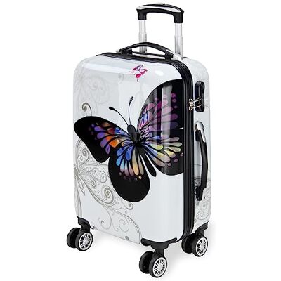 Monzana Valise à bagages Coque rigide en ABS léger et durable Motif papillon 4 roues Serrure combinée, papillon, M, M Monzana Valise à bagages Coque rigide en ABS léger et durable Motif papillon 4 roues Serrure combinée, papillon, M, M
