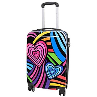 A1 FASHION GOODS Valise de voyage extensible à coque rigide Motif cœurs multicolores 4 roues, multicolore, CABIN 55x34x20cm, 2.6kg, Valise A1 FASHION GOODS Valise de voyage extensible à coque rigide Motif cœurs multicolores 4 roues, multicolore, CABIN 55x34x20cm, 2.6kg, Valise