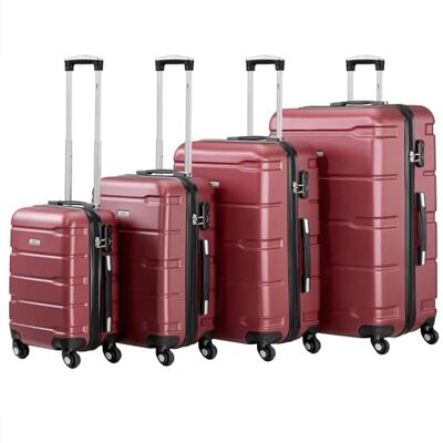 Zelsius Lot de 4 valises, valises à coque rigide, en ABS, avec serrure à combinaison, 4 roulettes et cloison intérieure, valises pour bagages à main, trolley, grandes valises, ensemble de bagages, Zelsius Lot de 4 valises, valises à coque rigide, en ABS, avec serrure à combinaison, 4 roulettes et cloison intérieure, valises pour bagages à main, trolley, grandes valises, ensemble de bagages,
