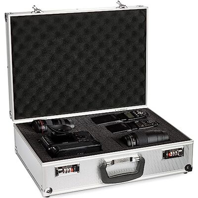 BRUBAKER valise de Transport Universelle en Aluminium Mousse pour Appareils Photo, Equipement, Outils Verrou Numérique 46,5 x 34 x 15 cm Argent BRUBAKER valise de Transport Universelle en Aluminium Mousse pour Appareils Photo, Equipement, Outils Verrou Numérique 46,5 x 34 x 15 cm Argent