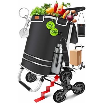 KESSER ® Chariot de courses avec compartiment isotherme pliable avec capacité de 56 l et charge jusqu'à 50 kg Chariot 3 en 1 et sac à bandoulière Chariot de courses pliable avec jeton de courses KESSER ® Chariot de courses avec compartiment isotherme pliable avec capacité de 56 l et charge jusqu'à 50 kg Chariot 3 en 1 et sac à bandoulière Chariot de courses pliable avec jeton de courses