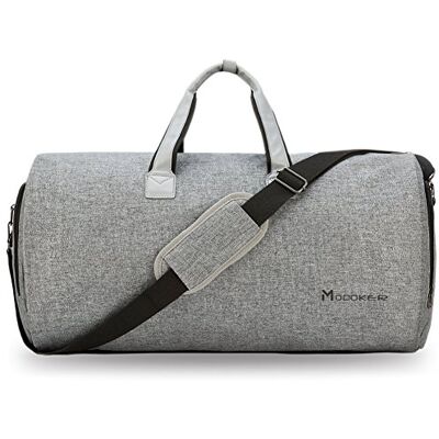 MODOKER Sacs à vêtements pour voyage, sac de sport convertible avec bandoulière pour homme et femme, valise à suspendre 2 en 1, gris cendre, 45l, Doux MODOKER Sacs à vêtements pour voyage, sac de sport convertible avec bandoulière pour homme et femme, valise à suspendre 2 en 1, gris cendre, 45l, Doux