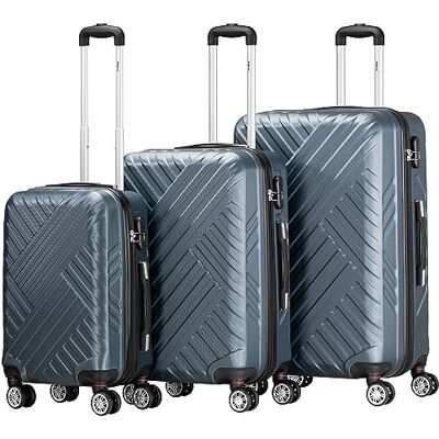 Zelsius Lot de 3 valises rigides en ABS avec serrure à combinaison, doubles roulettes et cloison intérieure Valise rigide 3 pièces, anthracite, Ensemble de valises Zelsius Lot de 3 valises rigides en ABS avec serrure à combinaison, doubles roulettes et cloison intérieure Valise rigide 3 pièces, anthracite, Ensemble de valises